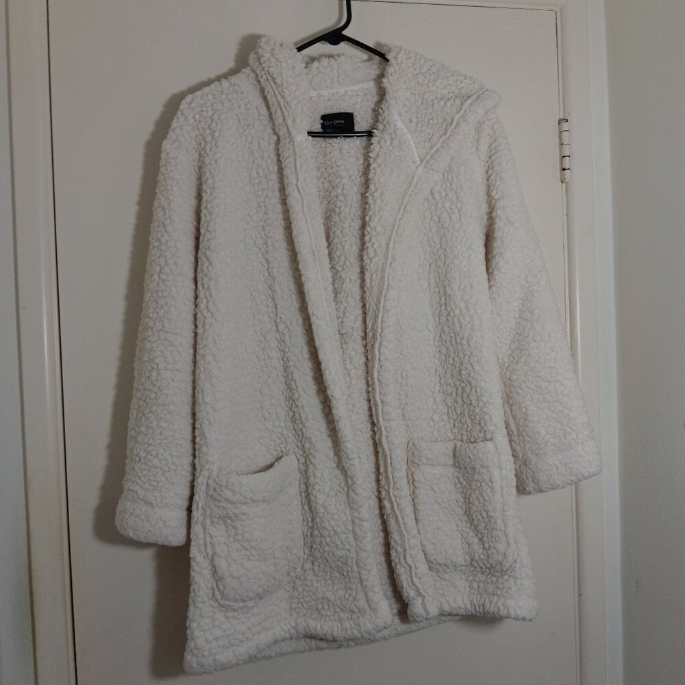 free press sherpa  style hooded  teddy jacket xs cream